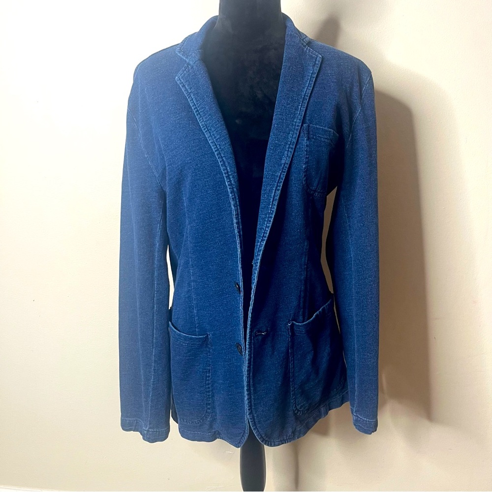 William Rast Women’s Indigo Blue Cotton Ponte Knit Two Button Blazer Sz M